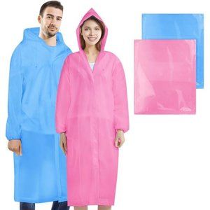BFONS 2 Pack Rain Ponchos for Kids Reusable, EVA Raincoats for Boys Girls with D